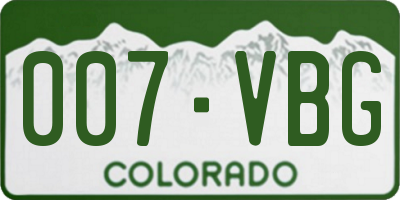 CO license plate 007VBG