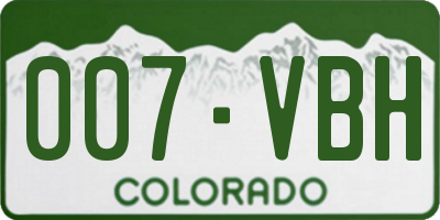 CO license plate 007VBH