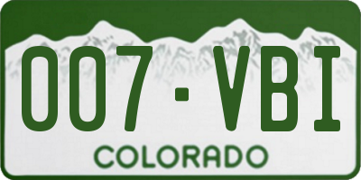 CO license plate 007VBI