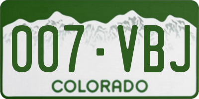 CO license plate 007VBJ