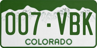 CO license plate 007VBK