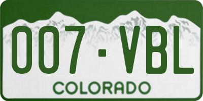 CO license plate 007VBL