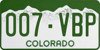 CO license plate 007VBP