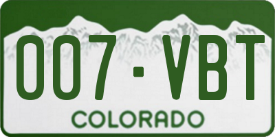 CO license plate 007VBT