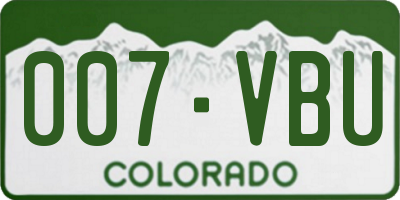 CO license plate 007VBU