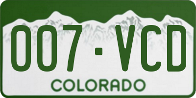 CO license plate 007VCD