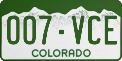 CO license plate 007VCE