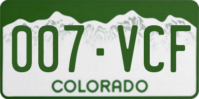 CO license plate 007VCF