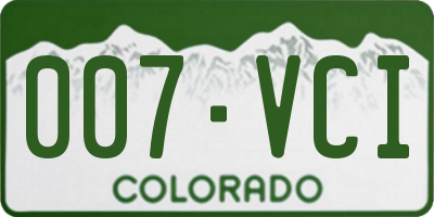 CO license plate 007VCI