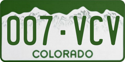 CO license plate 007VCV