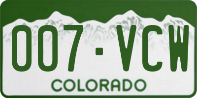 CO license plate 007VCW