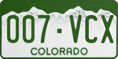 CO license plate 007VCX