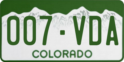 CO license plate 007VDA