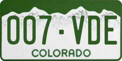 CO license plate 007VDE