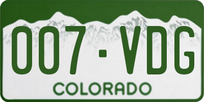 CO license plate 007VDG