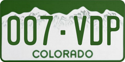 CO license plate 007VDP