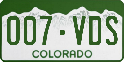 CO license plate 007VDS