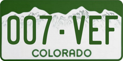 CO license plate 007VEF