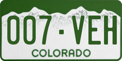 CO license plate 007VEH