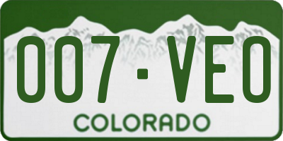 CO license plate 007VEO