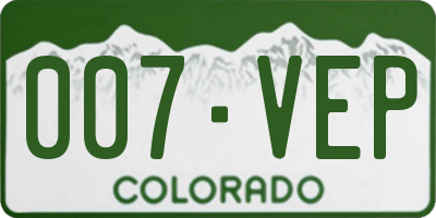 CO license plate 007VEP