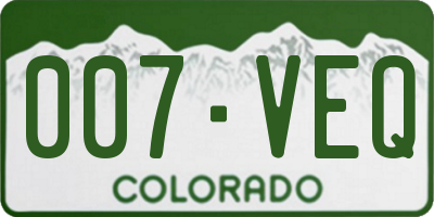 CO license plate 007VEQ