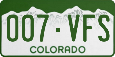 CO license plate 007VFS
