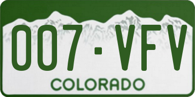 CO license plate 007VFV