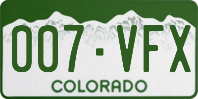 CO license plate 007VFX