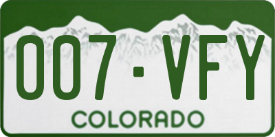 CO license plate 007VFY