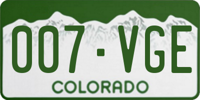 CO license plate 007VGE