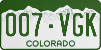 CO license plate 007VGK