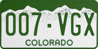 CO license plate 007VGX