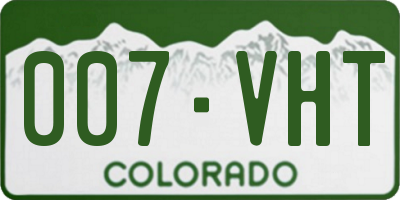 CO license plate 007VHT