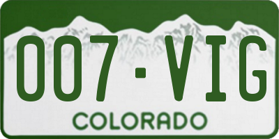 CO license plate 007VIG