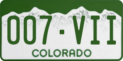 CO license plate 007VII