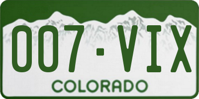 CO license plate 007VIX