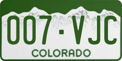 CO license plate 007VJC