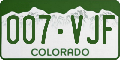 CO license plate 007VJF