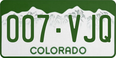 CO license plate 007VJQ