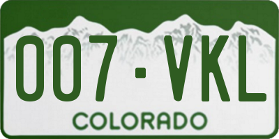 CO license plate 007VKL