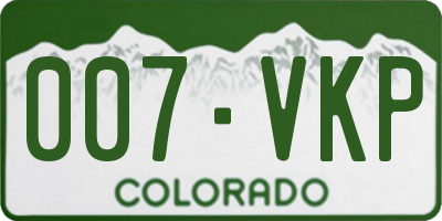 CO license plate 007VKP