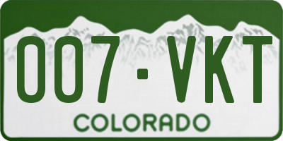 CO license plate 007VKT