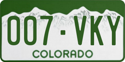 CO license plate 007VKY