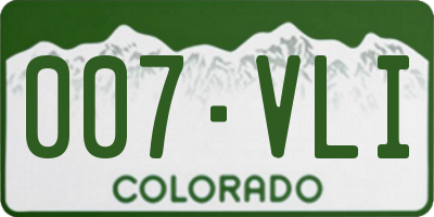 CO license plate 007VLI