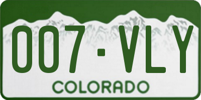 CO license plate 007VLY