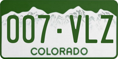 CO license plate 007VLZ