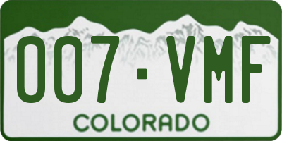 CO license plate 007VMF
