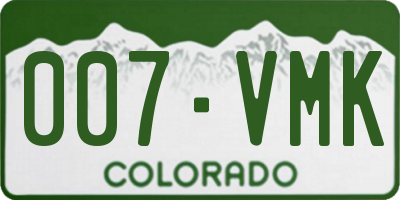 CO license plate 007VMK