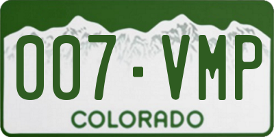 CO license plate 007VMP